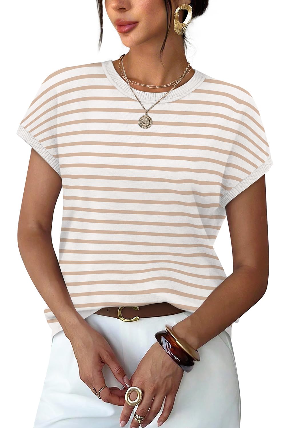 wiholl Short Sleeve Sweater for Women Summer Tops Crew Neck Fashion Clothing Tshirts Shirts Travel Outfits Dressy Casual-picture-45
