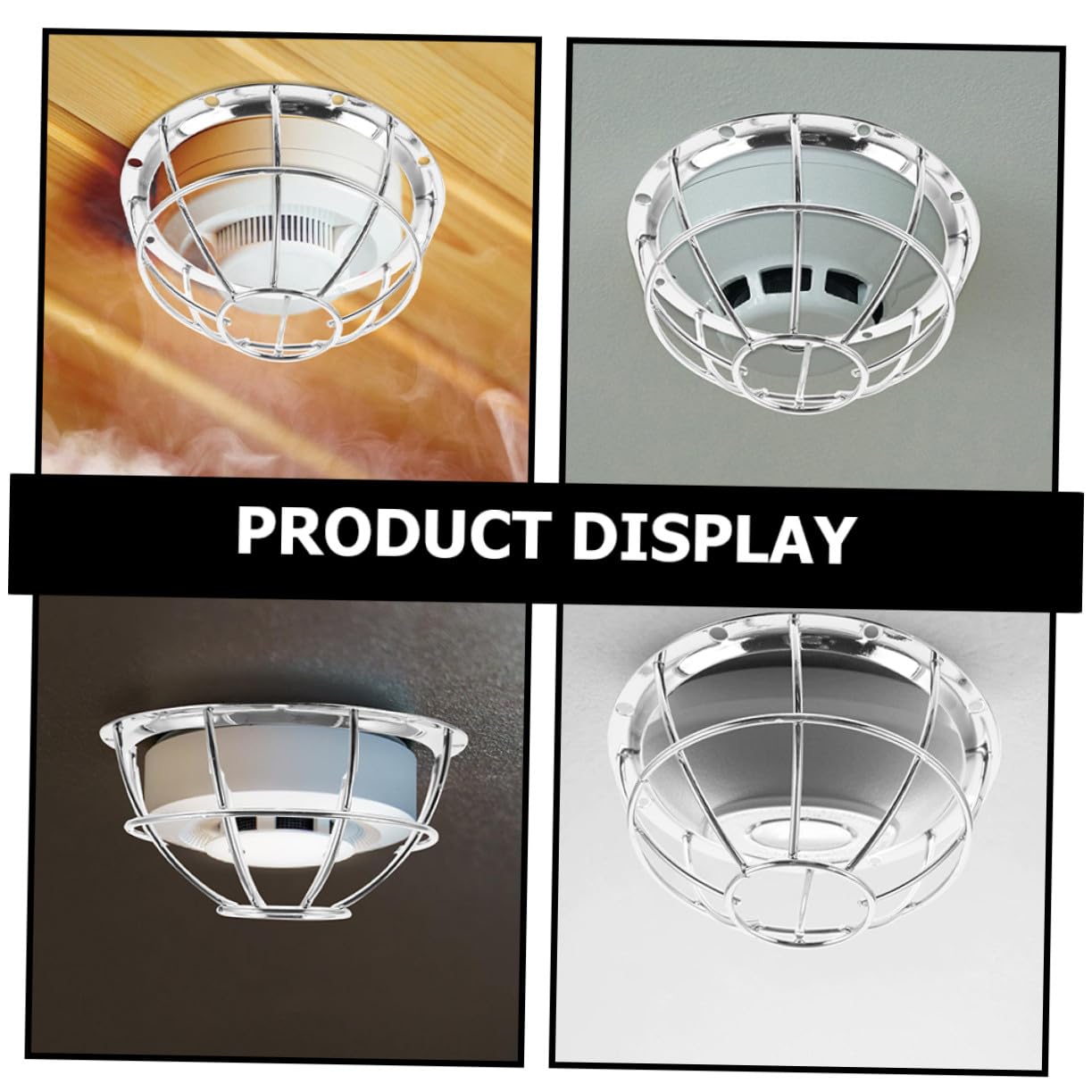 4 Pièces Protection Détecteur Acier Inoxydable Garde-Fil Robuste pour Capteurs de Fumée