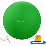 Fitvids Anti-Burst and Slip Resistant Exercise Ball Yoga Ball Fitness Ball Birthing Ball with Quick Pump, 2,000-Pound Capacity, Green, 22-inch, M