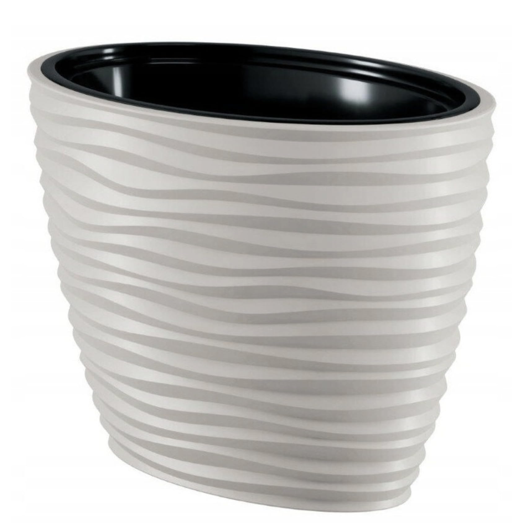 B2C Large Tall Plant Pot Oval Ellipse Dunes Flower Indoor Garden Patio Planter (40cm (Plastic), Light Grey)