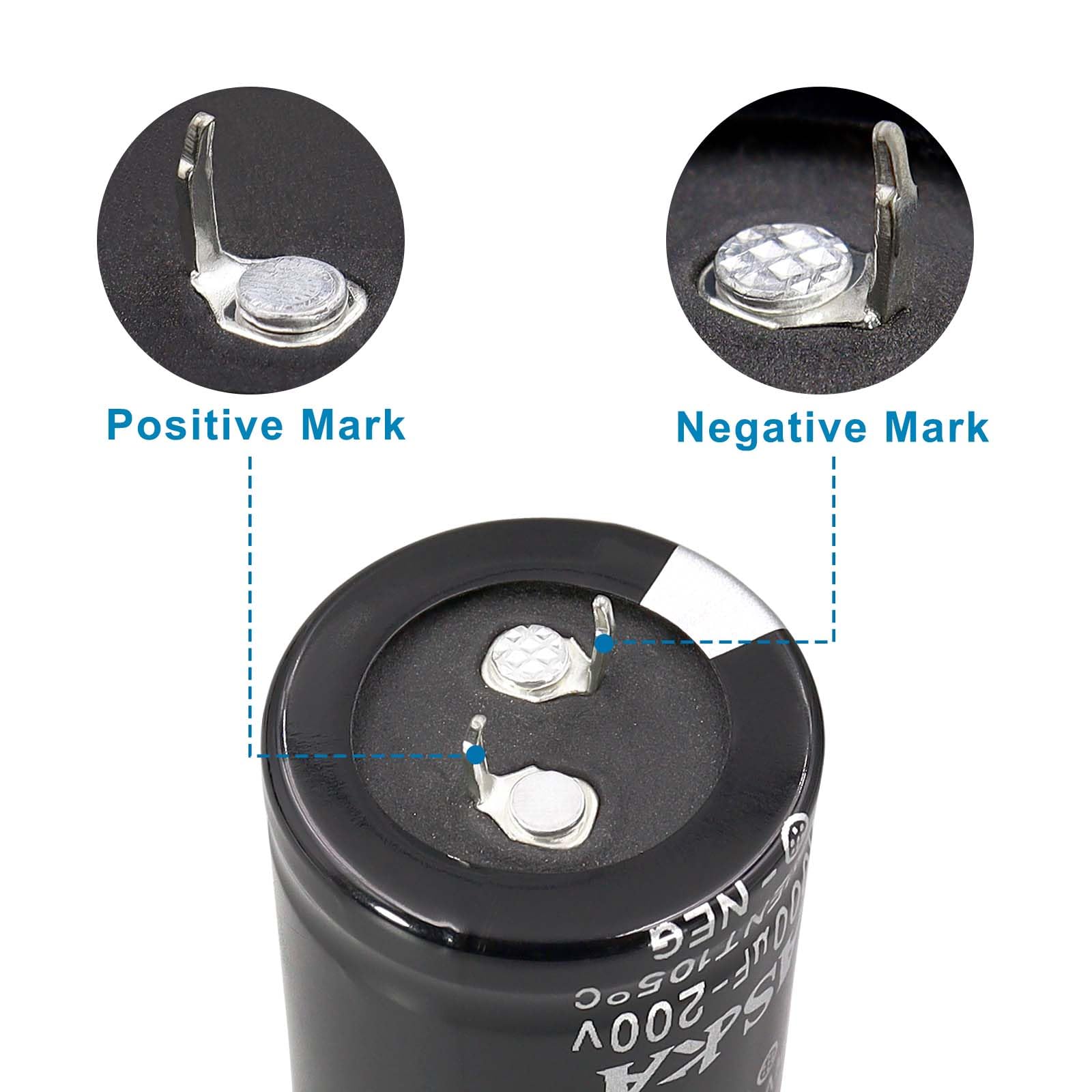 Lot de 4 condensateurs électrolytiques en aluminium pour amplificateur de puissance, chargeur de batterie, caisson de basses, filtre redresseur de pont 200 V 2200 uF