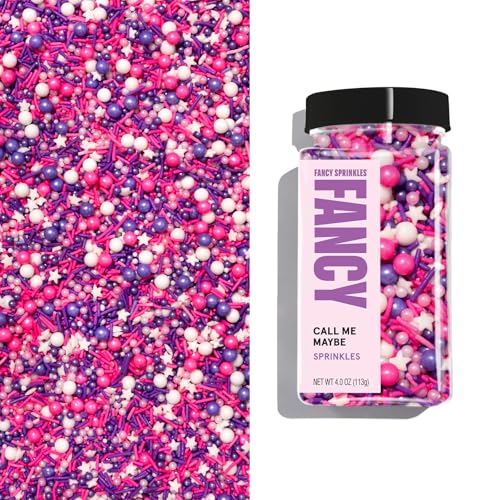 Image of Fancy Sprinkles Call Me Maybe Sprinkle Mix | Pink, Purple & White Jimmies, Stars & Candy Pearls | Cake, Cupcake & Cookie Decorating | Birthday, Baby Shower, Valentine's | 1 Pack (0.5c)