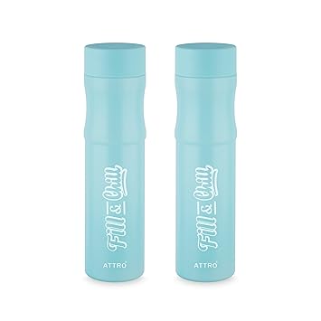 ATTRO Crazy 1000ml Water Bottle - Round Plastic Fridge Bottle - Airtight, Leak-Proof, BPA-Free, Freezer Safe Durable & Lightweight - Set of 2 Green - Ideal for Home & Office - image, photos