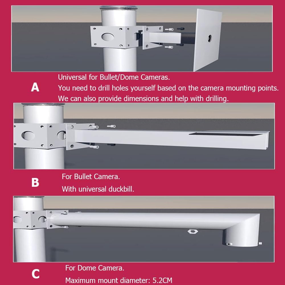Security Camera Poles for Outside,Surveillance Camera Pole with Lightning Rod & Bracket,Removable Commercial Monitoring Pole,Applicable to Various Cameras,C 3m/9.84ft