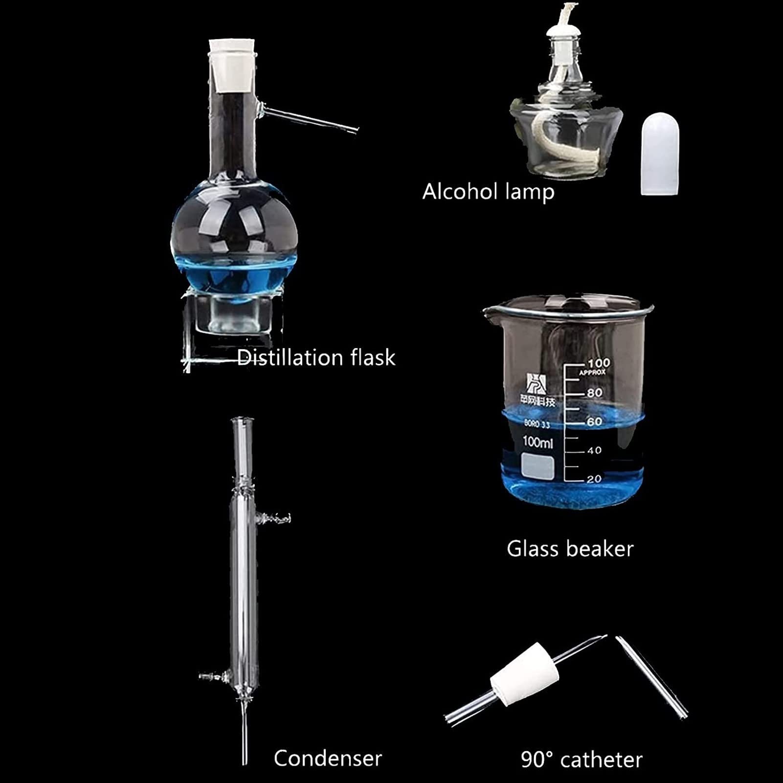 WlP Dispositivo De Estilación De Laboratorio, Aceites Esenciales Destille Dispositivo De Agua De Agua Pura, Conjunto For Hacer Aceites Esenciales, Dispositivos De Destilación