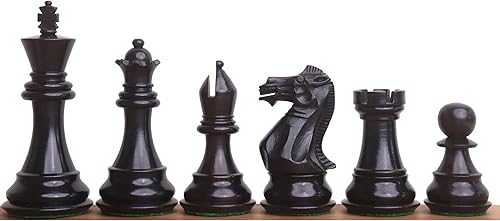 Miniatura 3 de RoyalChessMall-3.9" Juego de piezas de ajedrez Staunton profesionales, madera de ébano con triple peso
