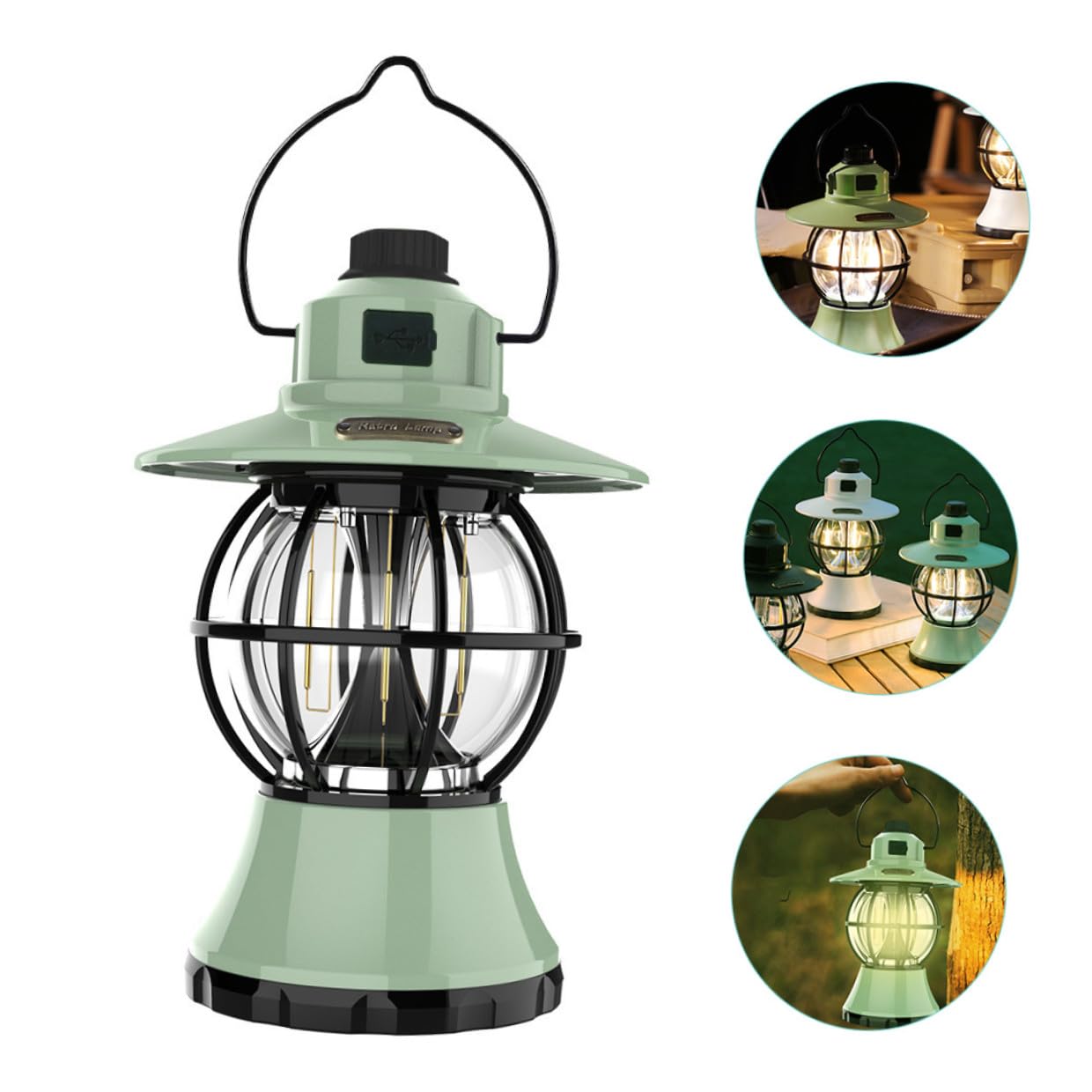 Retro Campinglampe Tragbar, Wiederaufladbar, 3000mah, 20-480 Lumen