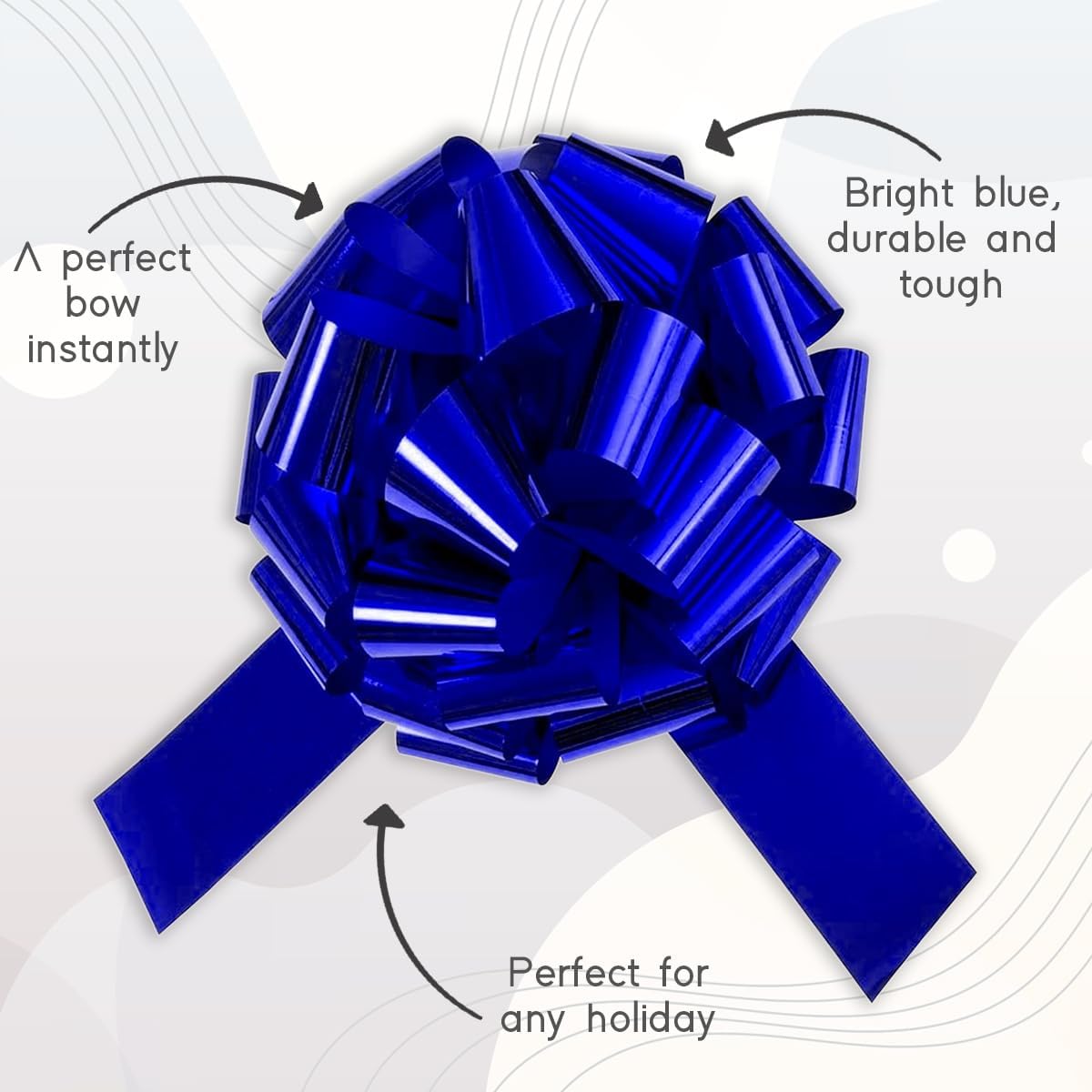 18-Inch Blue Metallic Giant Gift Bow - Large Car Bow for Big Gifts, Cars Or Trucks, or Extra-Large Christmas Presents (24 Bows, Blue)