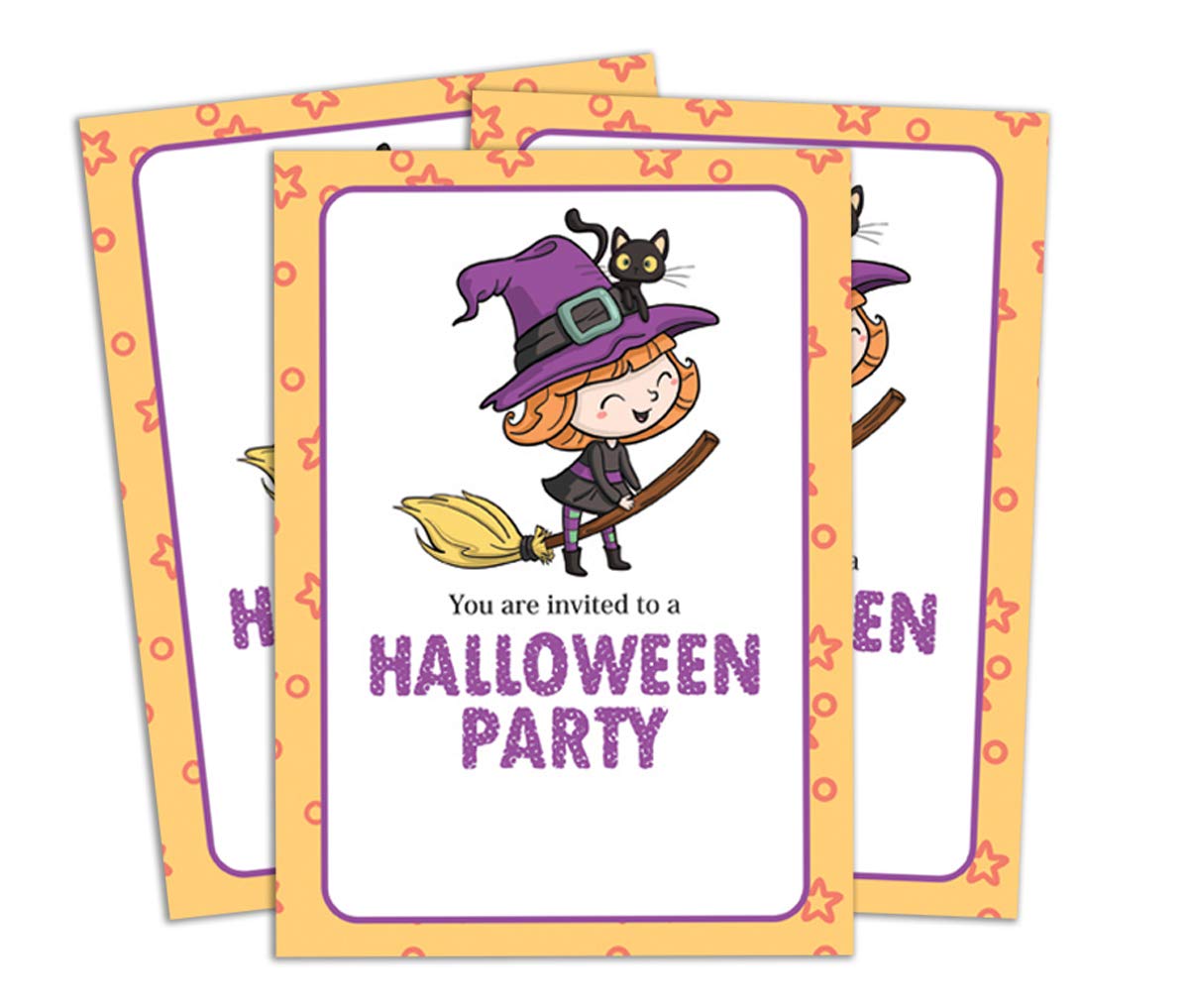 Darling Souvenir Biglietti D'Invito Per Halloween – 28 Pezzi In Giallo Con Spazio Bianco Per Scrivere – Eleganti