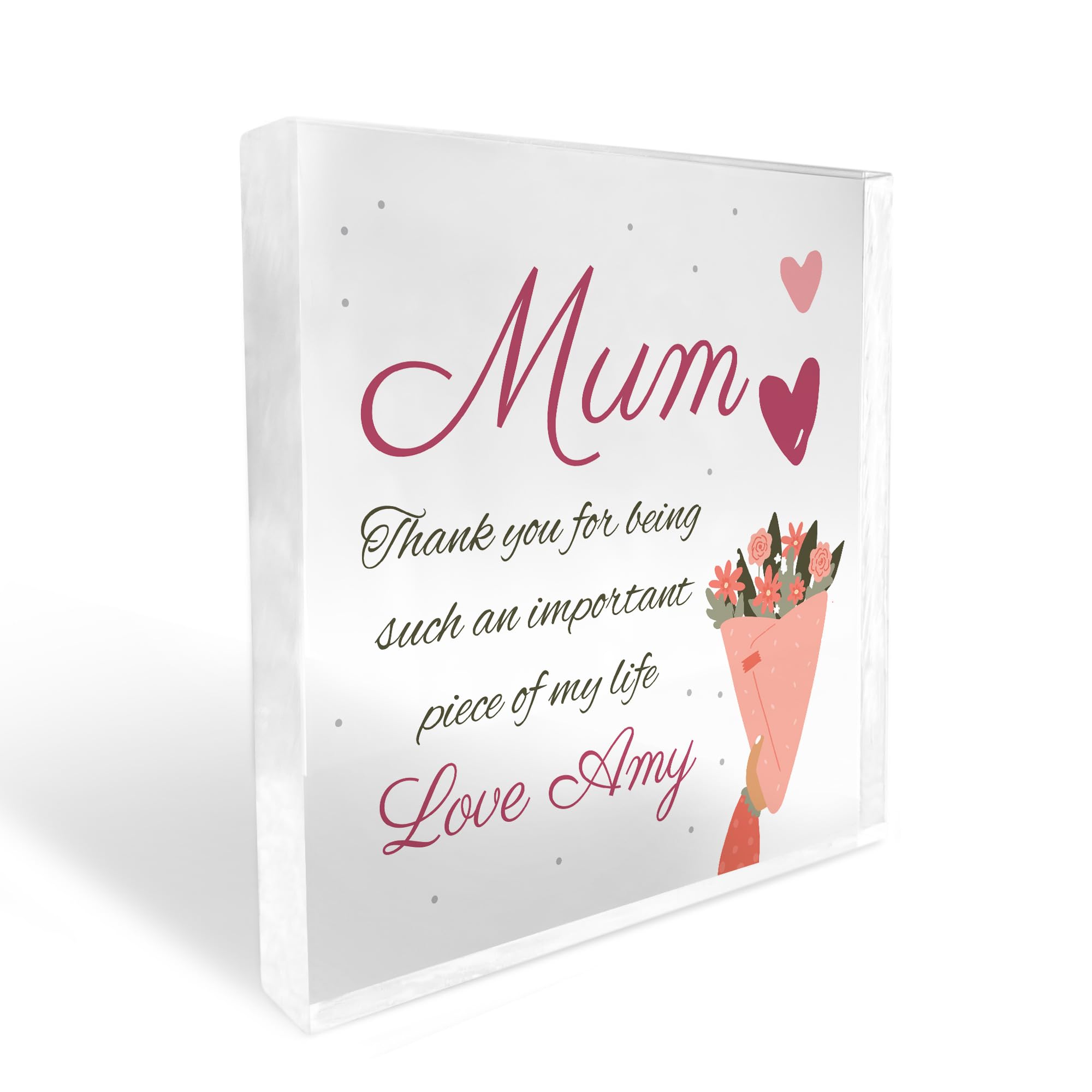 Red Ocean Thank You Gift For Mum on Mothers Day Birthday Personalised Block Mum Birthday Gift From Daughter Son Gift For Her Mum Gift Ideas Keepsake