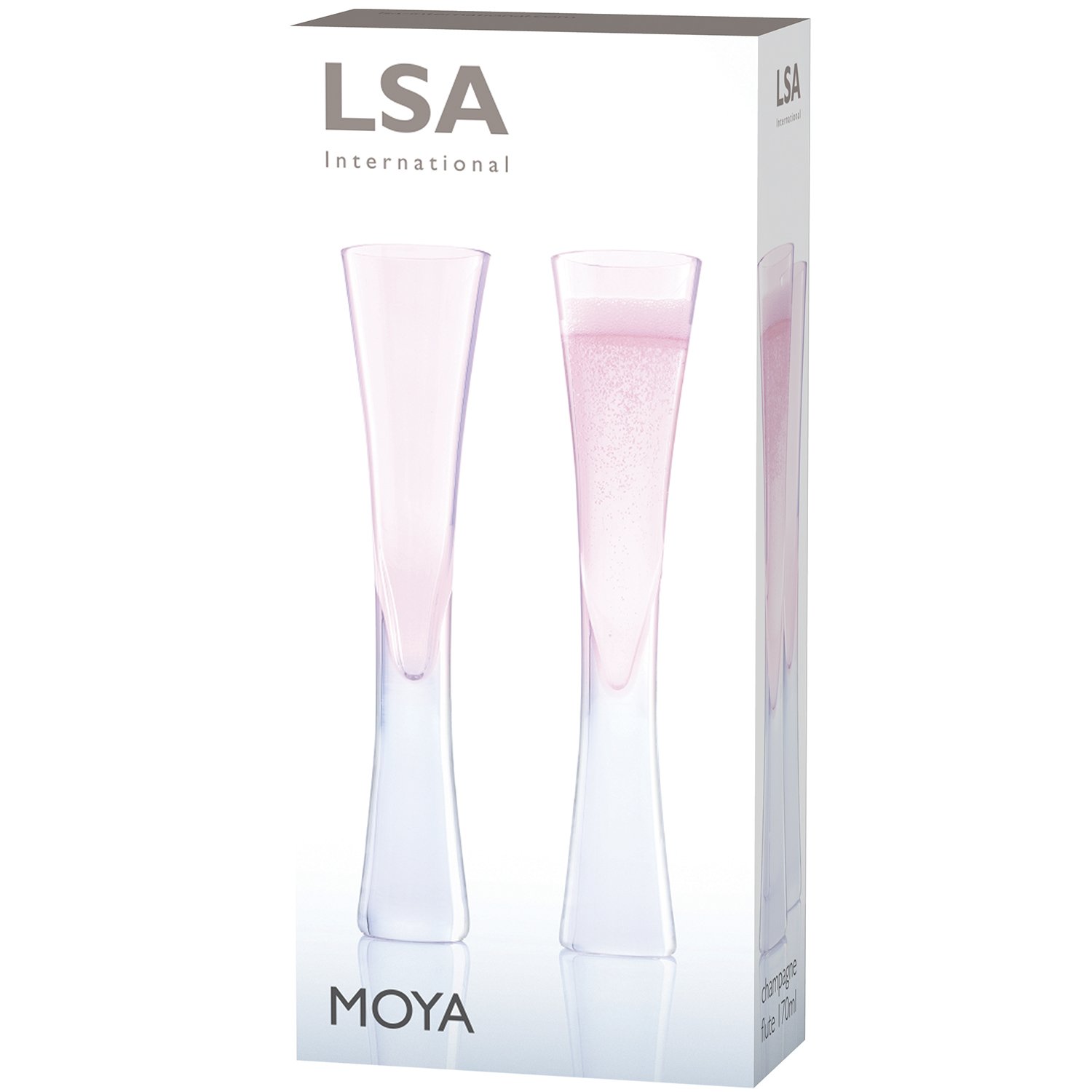 LSA International MV30 Lot de 2 flûtes à Champagne Moya, 170 ml, rose poudré