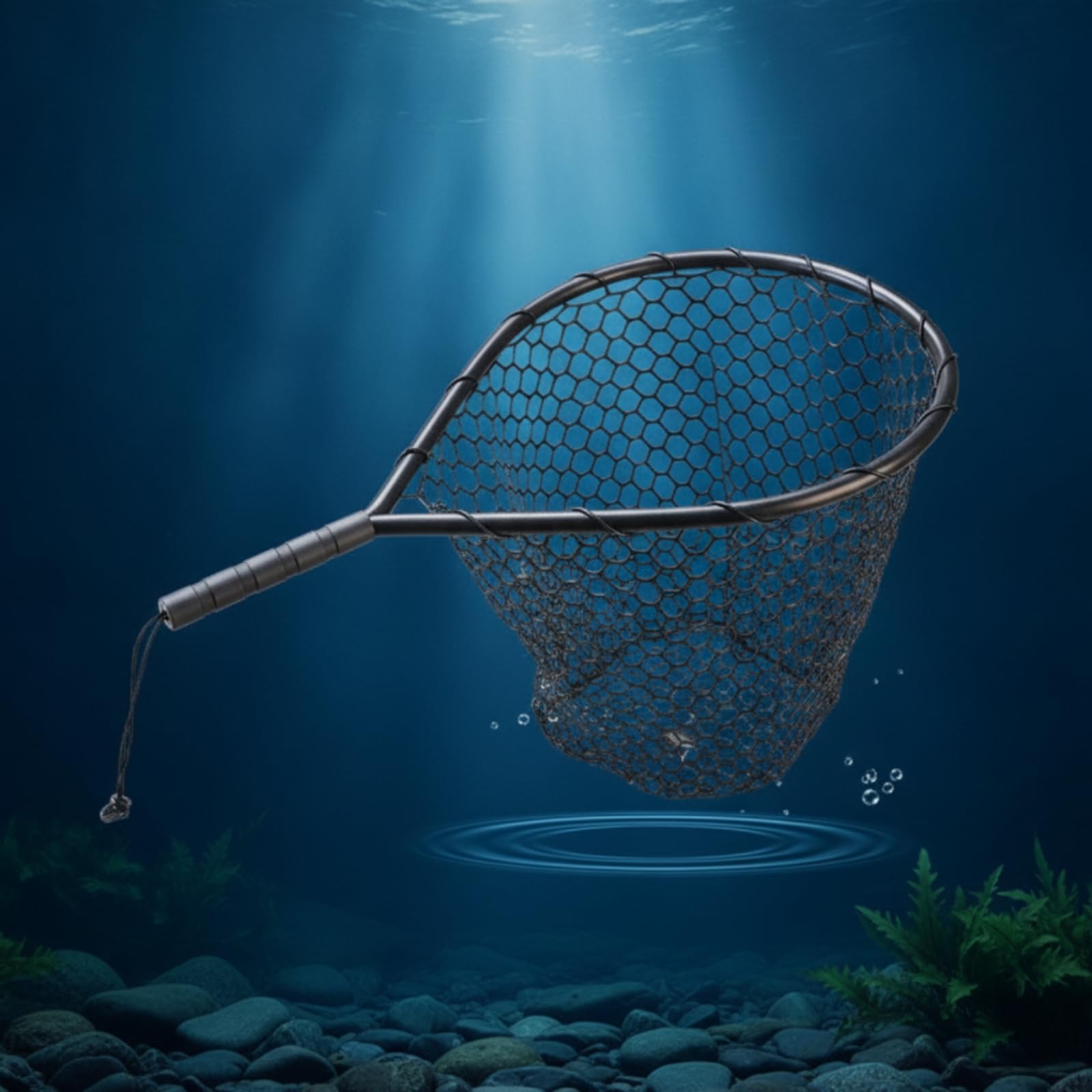 Épuisette de Pêche Épuisette Filet Poisson Équipement Canne Atterrissage en Silicone avec Cadre Alliage Renforcé Support Lourde Flottabilité Intégrée