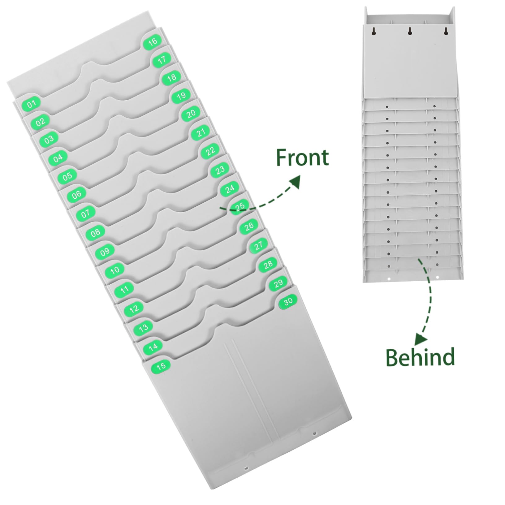 Porta Tessere Presenze Espandibile 30 Scomparti in Plastica | Organizer Schede Orario, Scaffale Pratico per Impiego Ripetuto, Struttura Flessibile