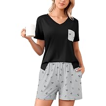 Heymoments Women's Pajamas Sets Short Sleeve Lounge Sets Sleepwear Casual Two Piece Nightwear With Pockets