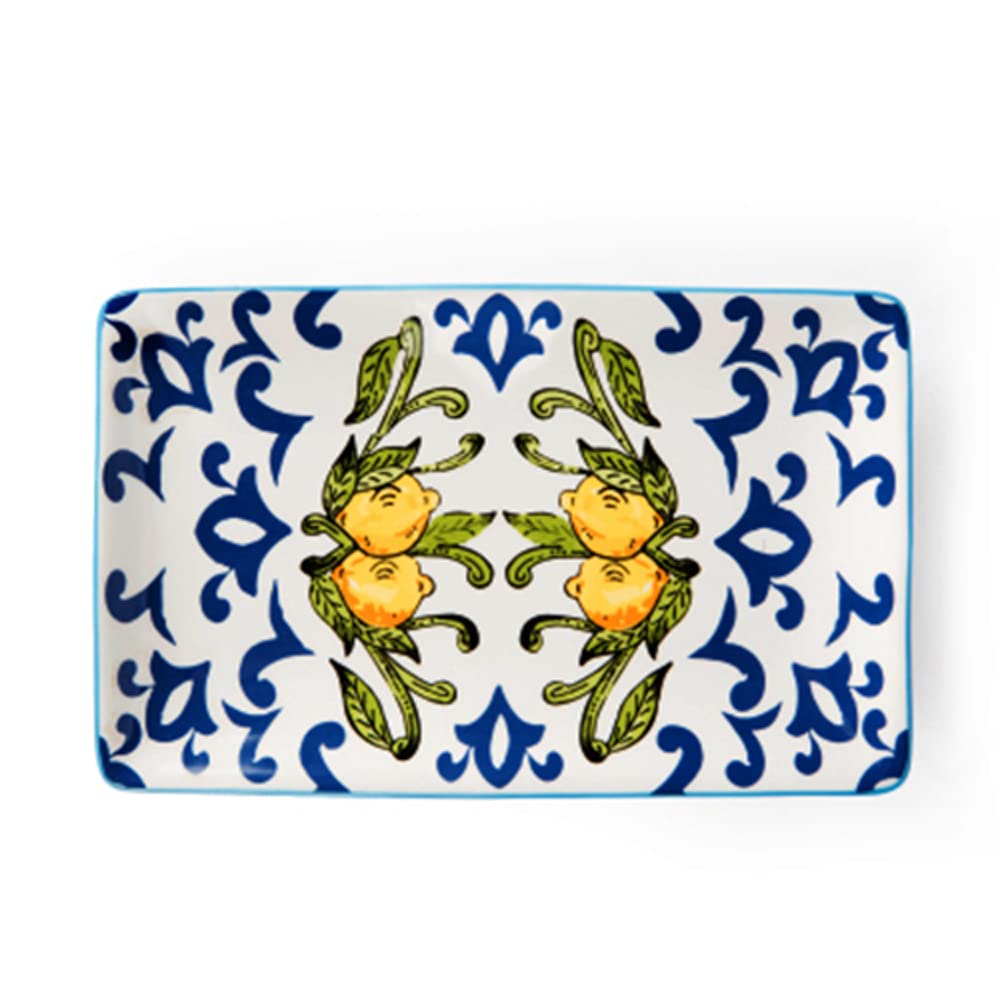 Excelsa Weiß Mit Blauem, Gelbem Und Grünem Dekor Amalfi Serving Dish, Ceramic