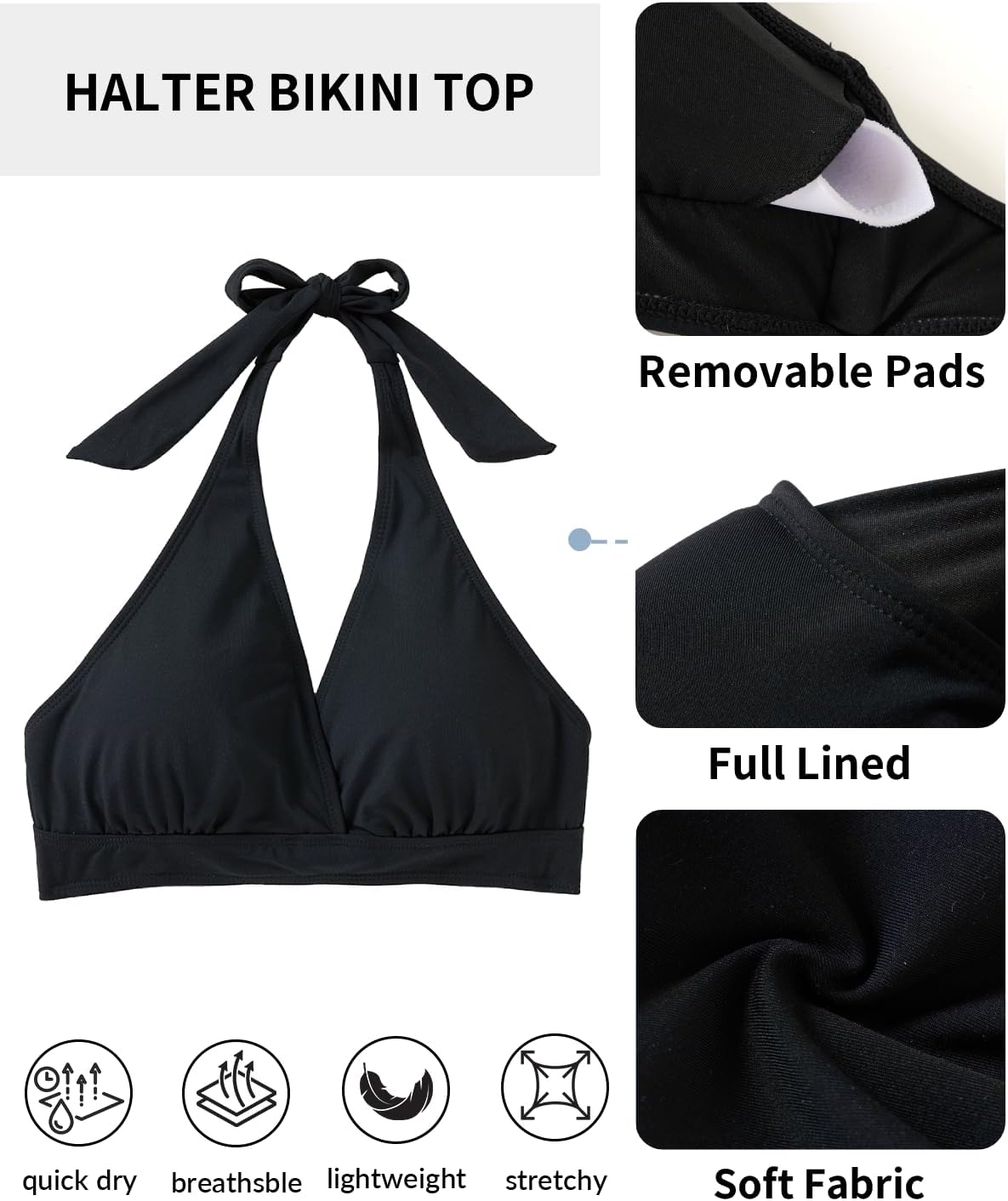 Tempt Me Women Halter Bikini Top Push Up Swimsuit Top Only - Image 7