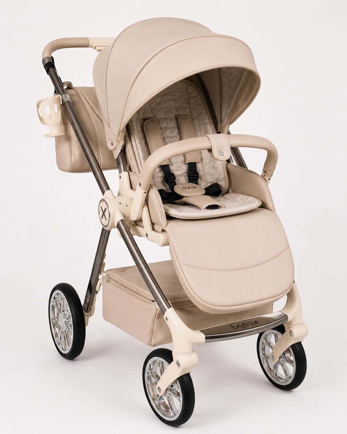 Calipso Carrito de Bebé 3 en 1 con Capazo, Silla de Paseo y Grupo 0+, Chasis de Aluminio, Plegado Compacto, Fabricado en España (Beige)