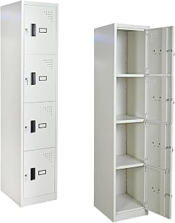 TUFFERONE 4-Door Personal Locker Unit | Lockable Powder-Coated Steel Compartments | Ventilated Storage for Office, School... Price In India