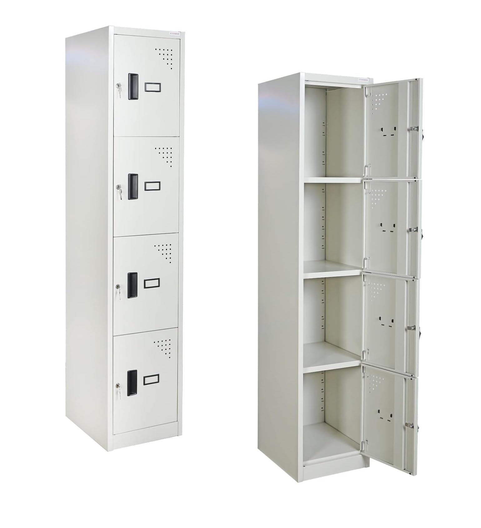 TUFFERONE 4 Door Personal Locker Unit I Lockable Compartments, Durable Powder-Coated Steel, Ventilated Design, Compact & Spacious Storage for Office, School, Hostels (183cm H × 38cm W × 45.7cm D)-picture-28