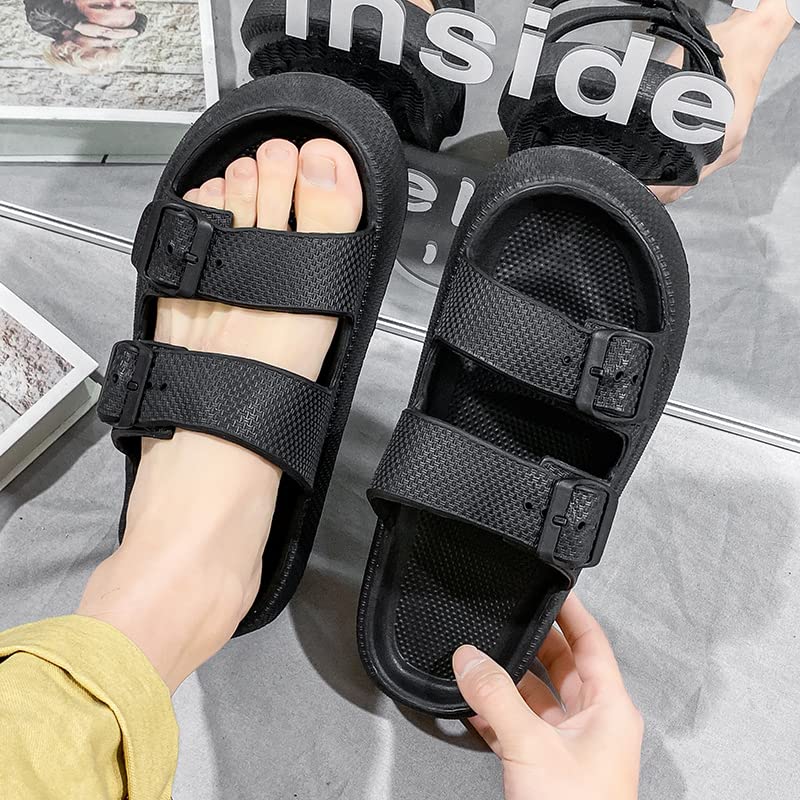 Eliogn Men's Adjustable Comfort Pillow Flat Sandals Outdoor Fashion Double Buckle Sandals Home Slippers Beach Shower Shoes4