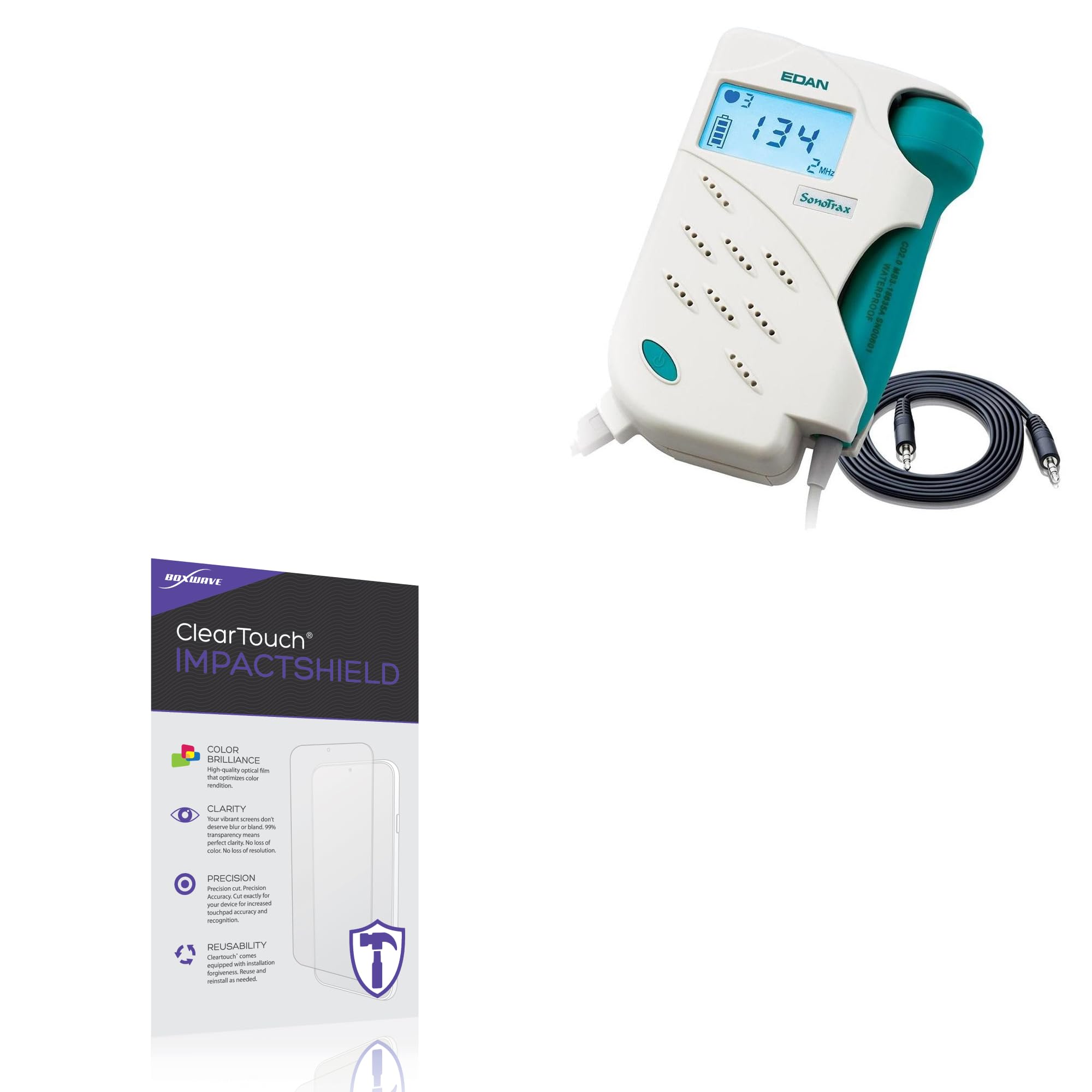 BoxWave Screen Protector Compatible with Edan SonoTrax Pro - ClearTouch ImpactShield (2-Pack), Impenetrable Screen Protector Flexible Film
