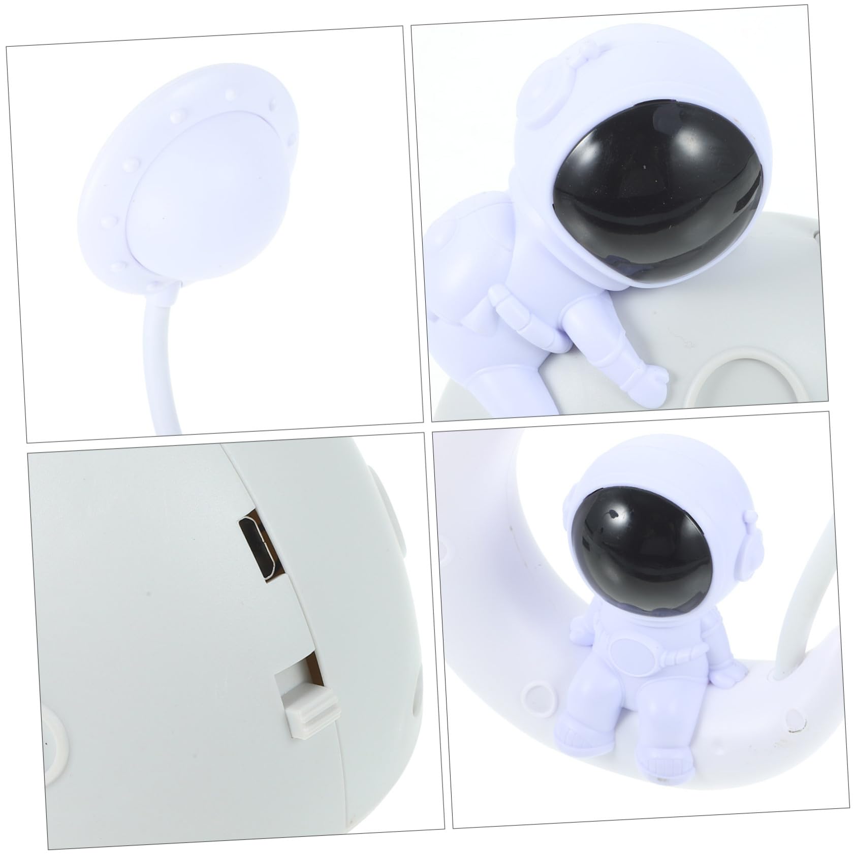 2 juegos Lámpara LED de Noche con Diseño Astronauta y Luna Luz USB Pequeña para Dormitorio y Decoración de Unidades