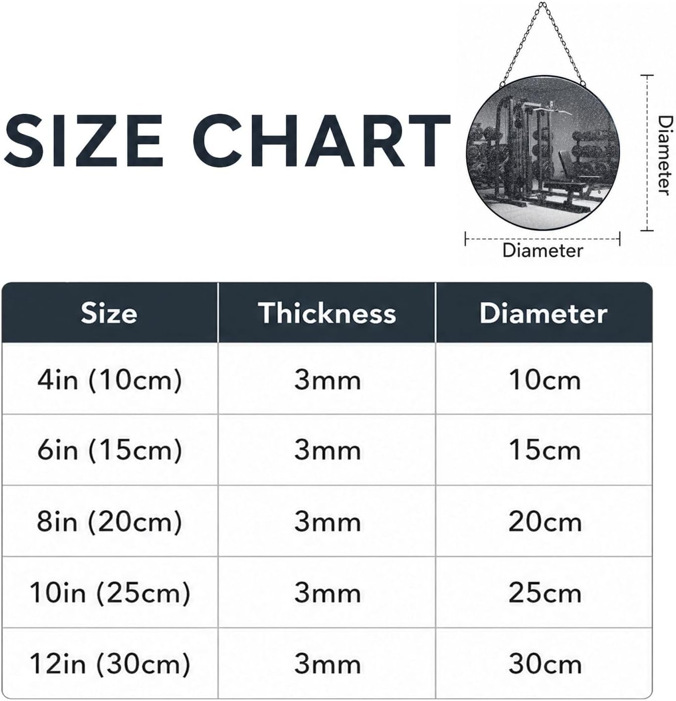 Gym Equipment Stained Glass Suncatcher for Window Hanging Sun Catcher Ornament for Women Men Suncatcher for Home Decor, 10in（25cm） Round Glass Ornament for Mother's Day Birthday Gift