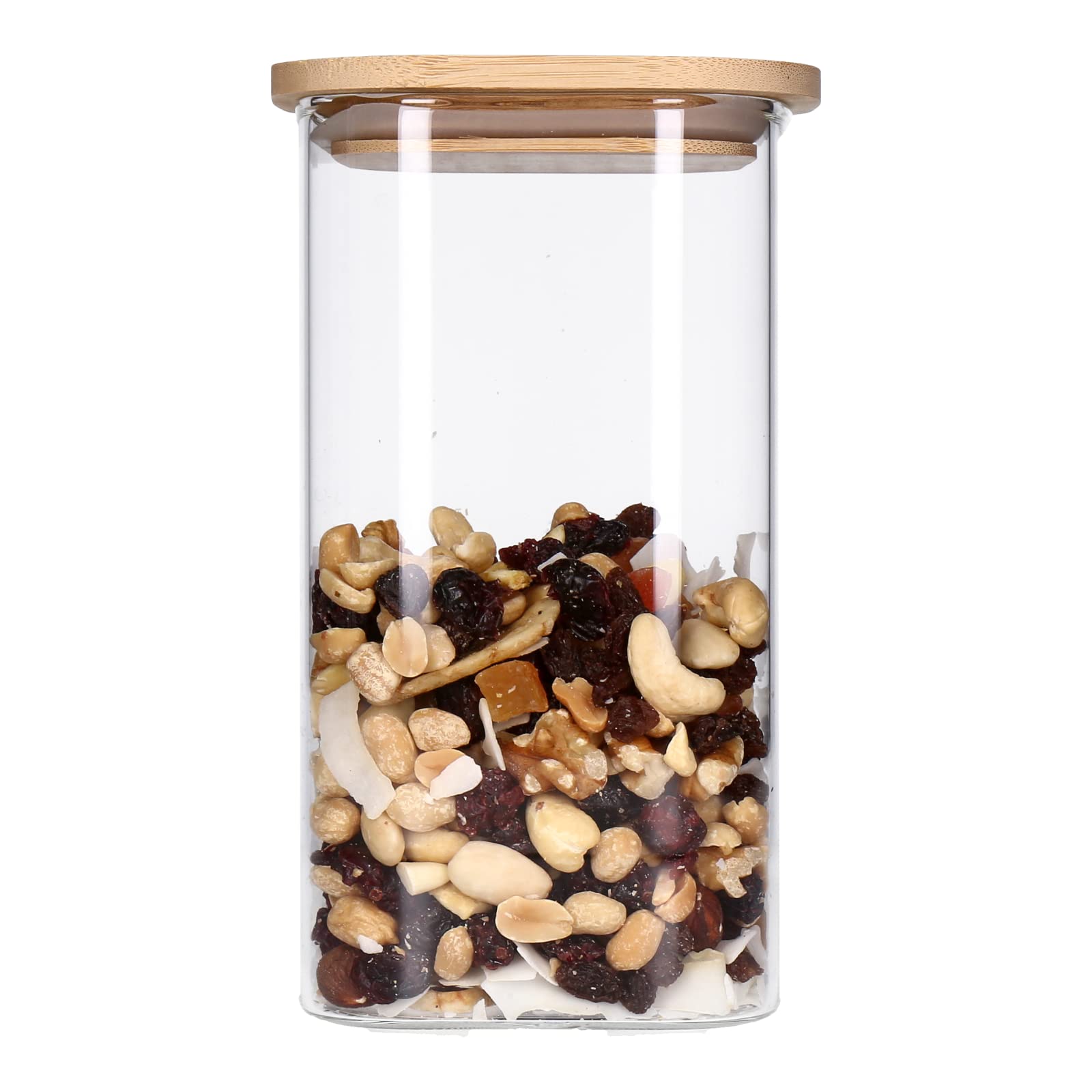 Botes Cristal Con Tapa Bambú, Set 3, Recipientes Cuadrados 1200 Ml Tarros Hermeticos Transparente Natural Relaxdays 88692555