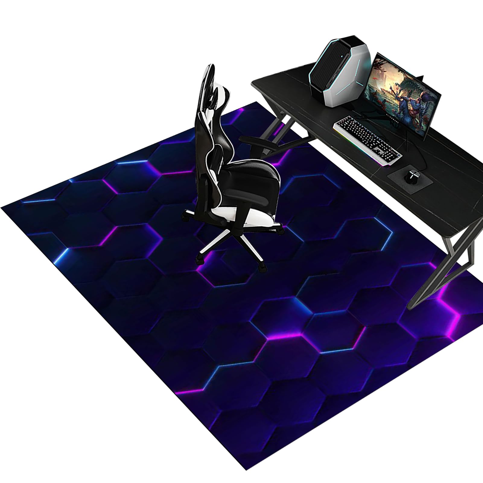 Fzamudng Office Chair Mat, Non-slip Carpet Protector Chair Mat, Gaming Chair Mat for Desks, Office and Home, Carpet Chair Mats, Protects Floors for Low and No Pile Carpeted Floors 90 x 120 cm