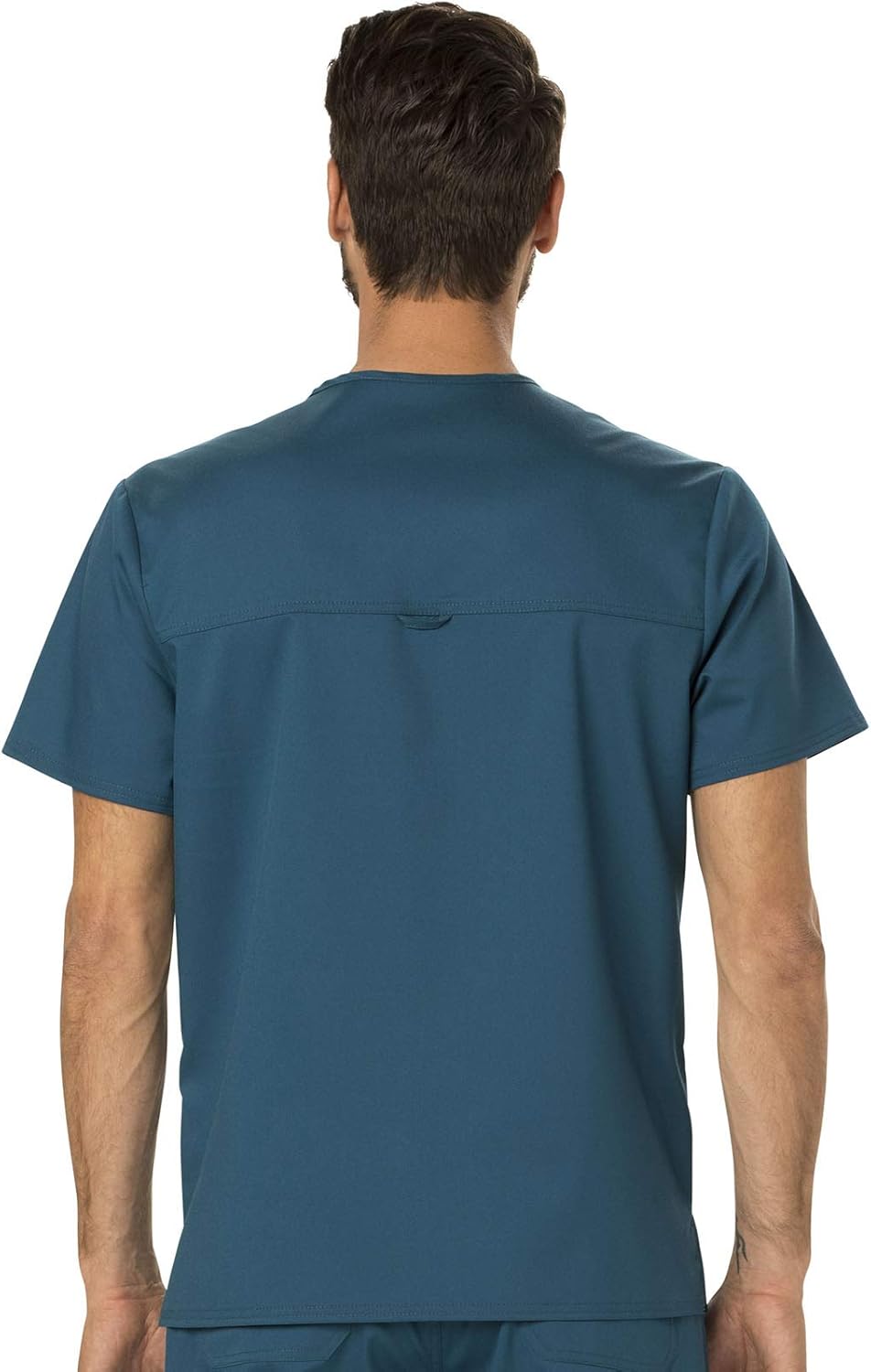 Men Scrubs Set Workwear Revolution WW690 Tuckable V-Neck Top & WW140 Fly Front Pant, Caribbean Blue- XL Top/L Pant