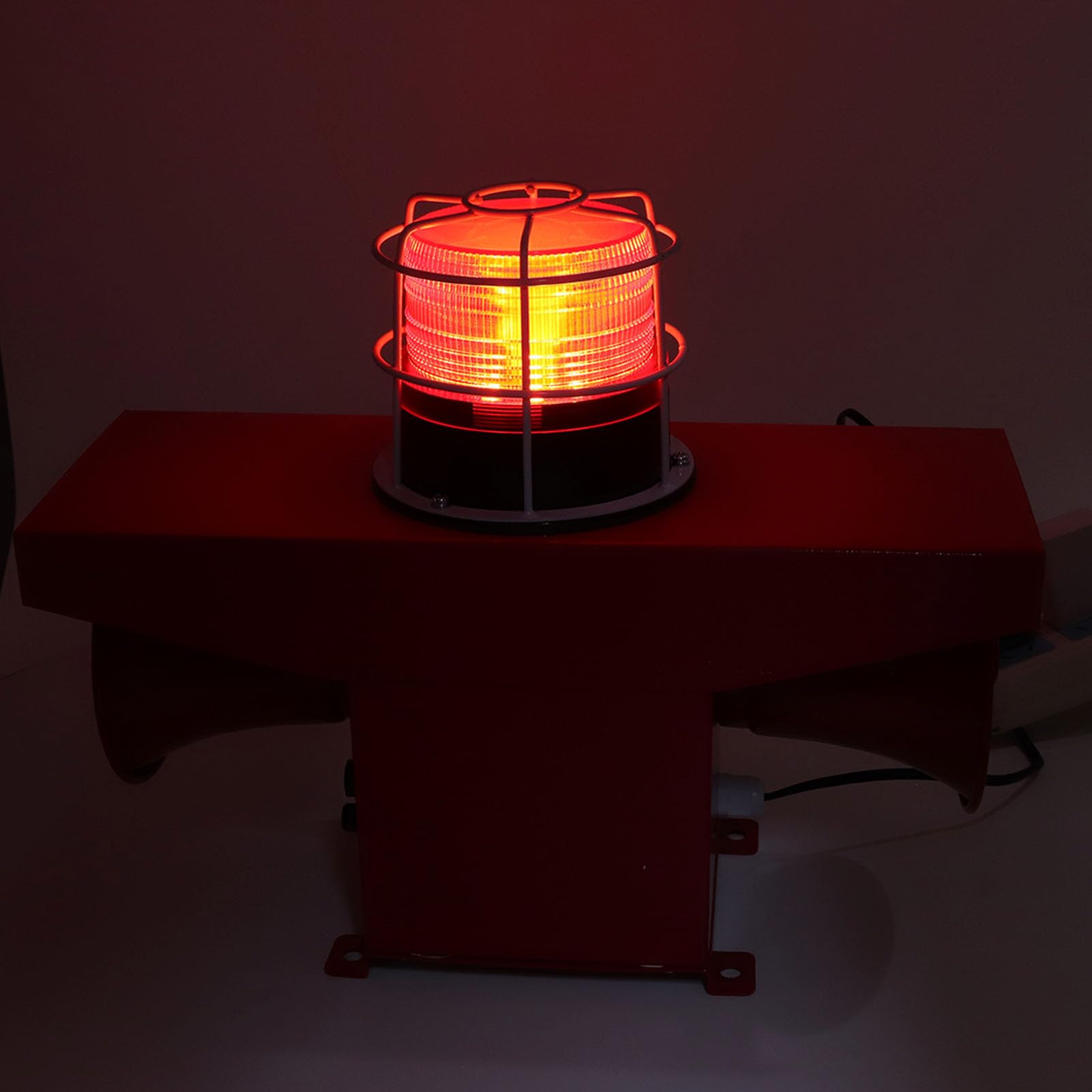 Bocina de Sirena de Alarma de luz y Sonido Industrial para sitios de construcción, Puertos y construcción Naval, con 3 Tonos y Control de Volumen de 120 dB, Carcasa de Acero a