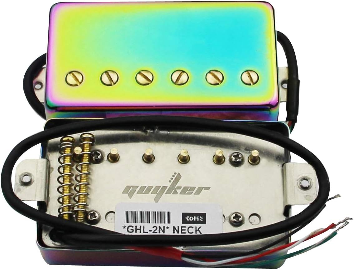 Guyker Guitar Humbucker Pickups Set - Sealed Double Coil Neck and Bridge Pickup Replacement Parts for LP 6 String Electric Guitar (Chameleon Rainbow)