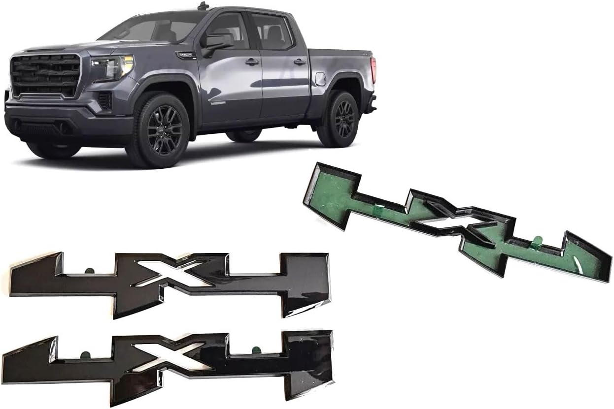 Overlay 6Pcs Door Rear Emblem 3D Bagde 4x4 Nameplate Replacement for Sierra Elevation 2019+ Sierra 1500 (Glossy)
