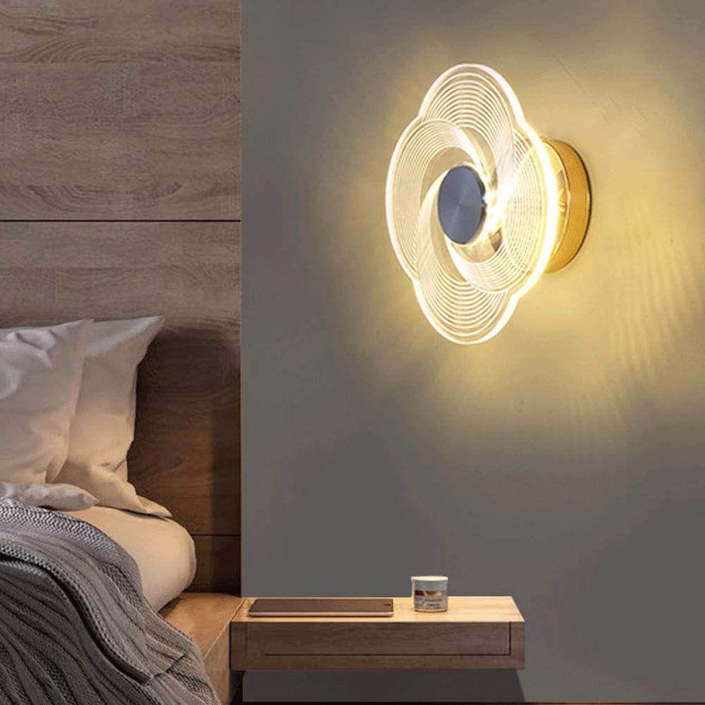Kinkiety ścienne Oprawa oświetleniowa LED 3 zmienne kolory Lampy naścienne Geometryczny złoty metal do lampki nocnej Sypialnia Salon Oświetlenie wewnętrzne