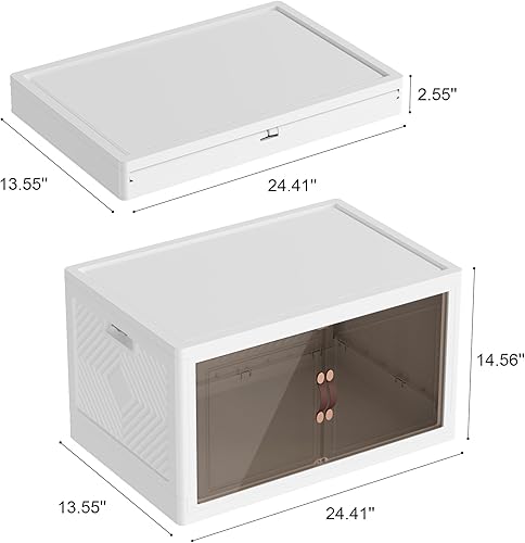 Miniatura 2 de JOYMOOP Organizador plegable de almacenamiento, caja de almacenamiento plegable de 49.6 cuartos de galón con ruedas y puerta, contenedor de