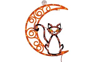 Stunning Halloween Window Light Up Décor - Beguiling Black Cat Silhouette Captivates...