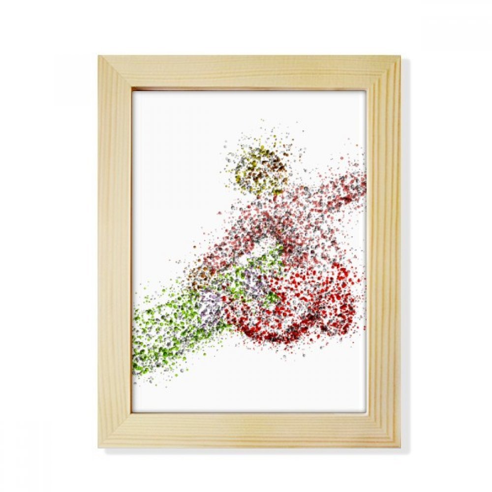 Pintura de arte de invierno monopatín acuarela marco de madera natural 6x8