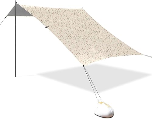 Miniatura 1 de Cabaña de playa plegable con estampado de lunares, UPF50+, ligera, con bolsas de arena y pala para campamento, picnic, patio trasero y pesca