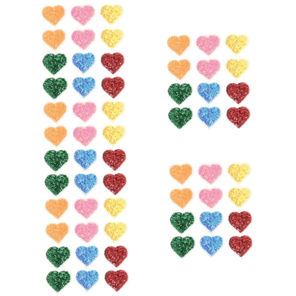 Patches brodés sequins cœur EXCEART lot de 60 écussons thermocollants multicolores