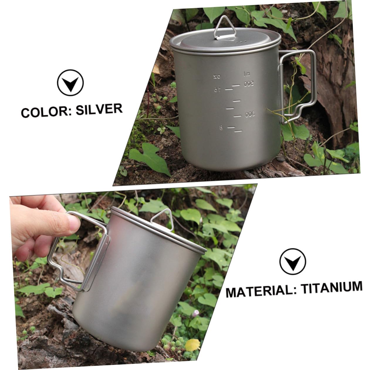 SUPVOX Tasse de Camping en Titane Pliable 750ml avec Poignée
