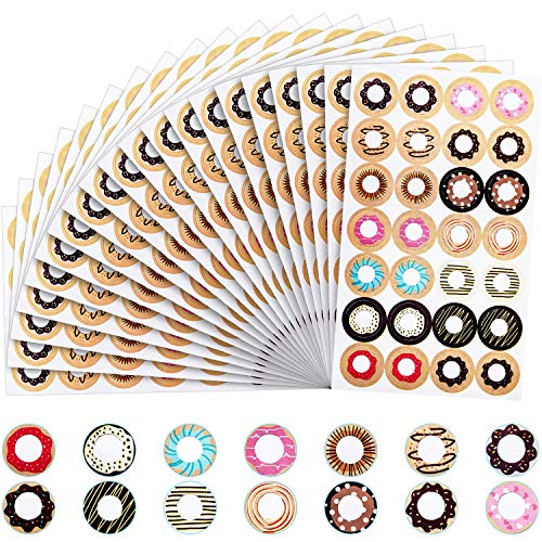 2000 Pieces Hole Reinforcement Stickers Self Adhesive Reinforcement Label Round Binder Hole Reinforcements For Hole Punched Pages Repairing Holes, Strengthening Holes, Assorted Doughnut Designs #TOP7