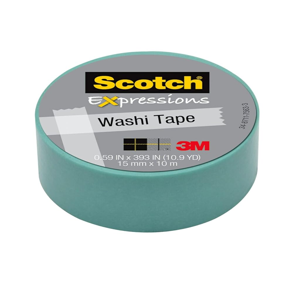 Scotch Expressions Washi Tape, .59" x 393", 1 Roll/Pack, Pastel Blue (C314-BLU2)