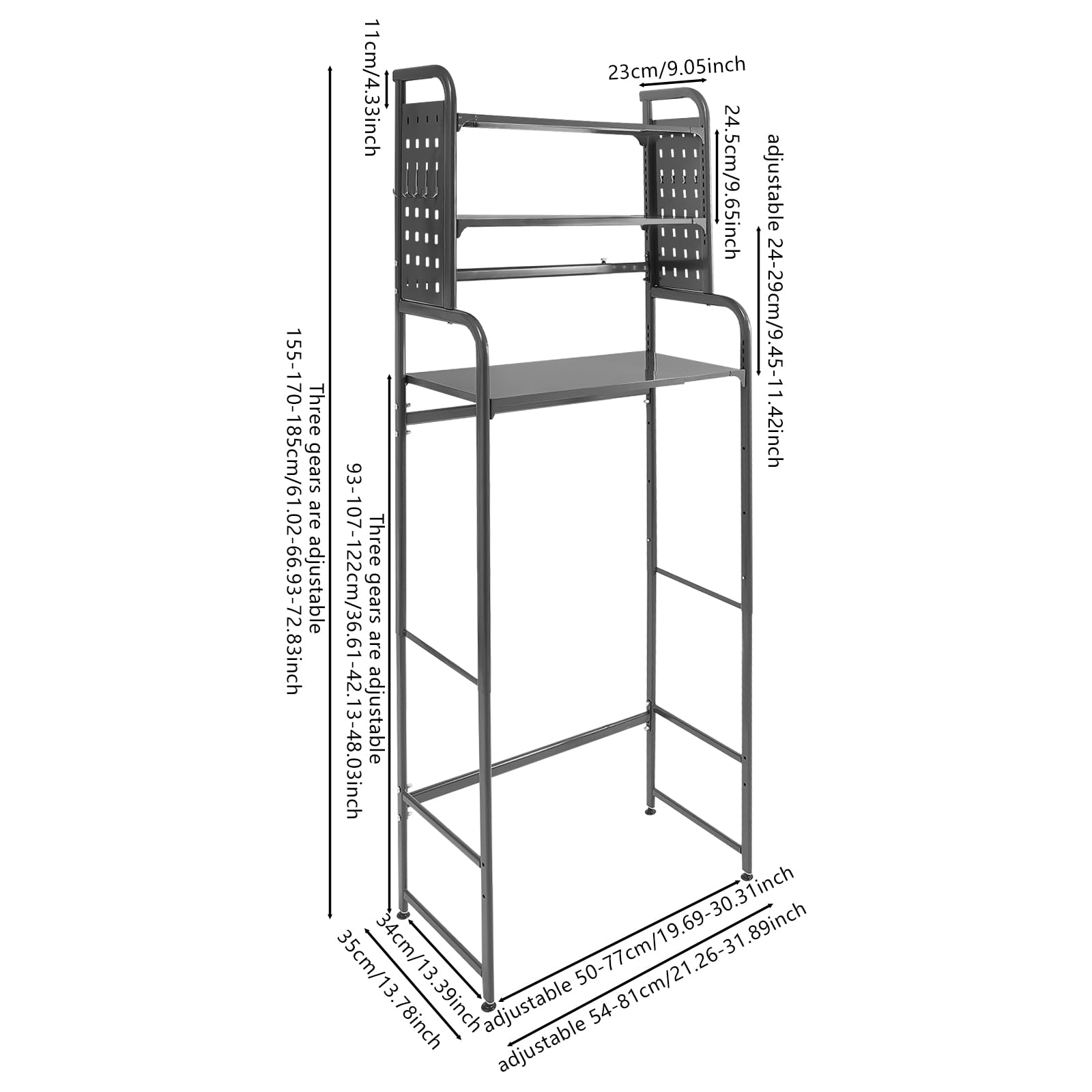 Scaffale estensibile autoportante per balcone e bagno