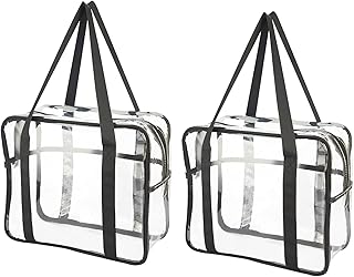 2 Pcs Clear Cosmetic Organizer Bag Large Clear Makeup Bag with Zipper Waterproof Tote Bag Large Clear Travel Bag for Toile...