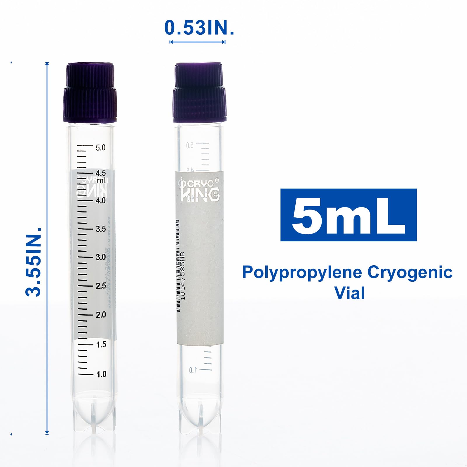 1000 Stück 5.0ml Kunststoff Kryoröhrchen, Probenröhrchen Kunststoff, Gefrierröhrchen mit Barcode und Schraubverschluss, Reagenzgläser Plastik für Labor Chemie Experimente (Grün)