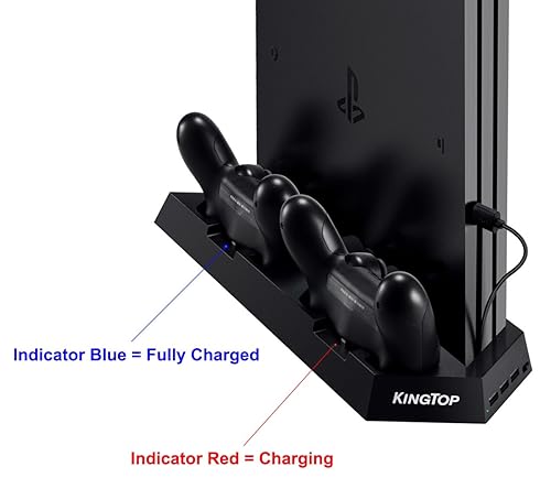 Miniatura 6 de PS4 Universal Controller Charger KINGTOP PS4PS4 ProPS4 Slim Fan Cooler Vertical Stand Dual Charging Station