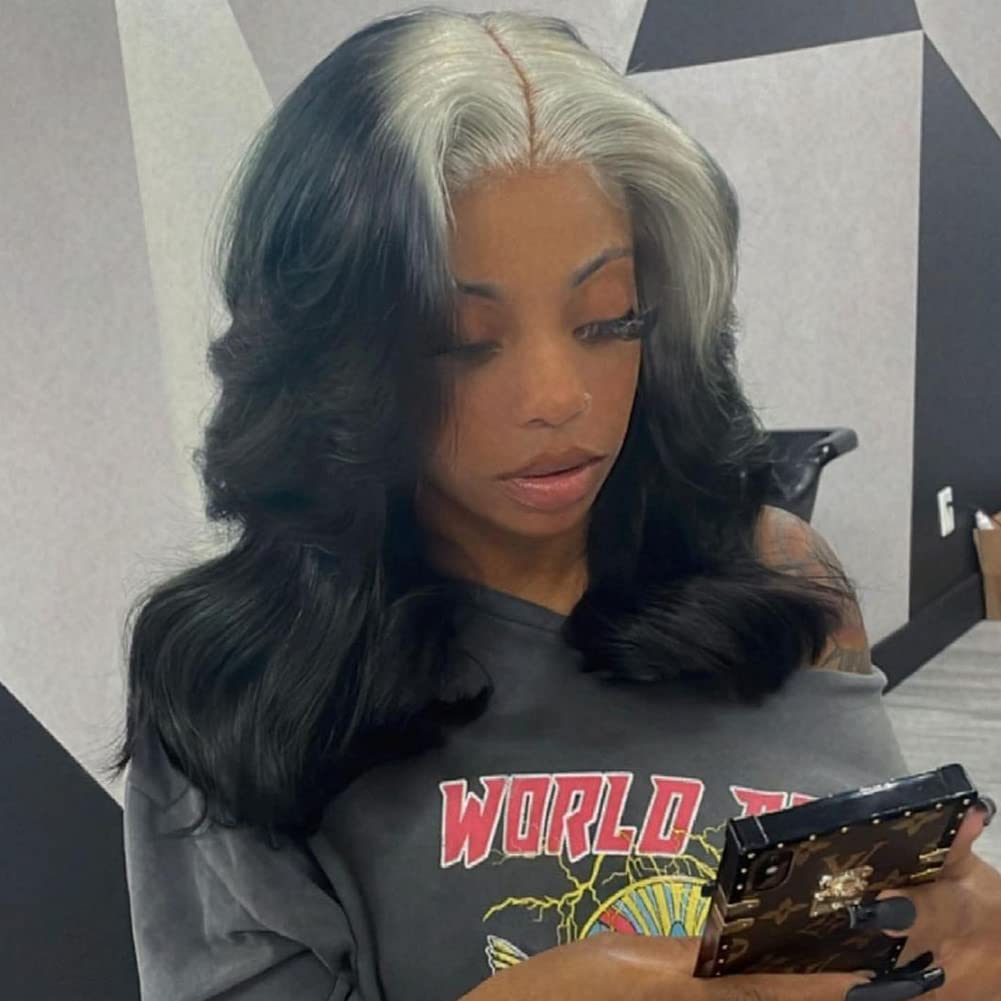 Amazon.com : Anlimer Ombre Silver Grey Wave Lace Front Wig  display picture 1