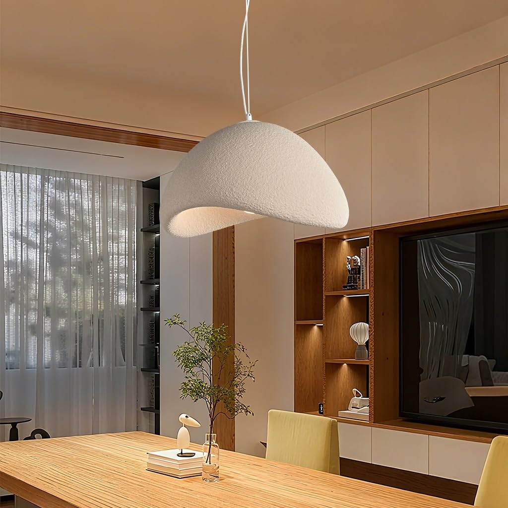 Wabi Sabi Style Lampa Wisząca E27 Ręcznie Wykonany Żyrandol Rzeźby Z Polistyrenu Nowoczesne I Proste Regulowane Wysokość Światła Wieszące Nadające Się Do Salonu Jadalni Kuchni(40cm)
