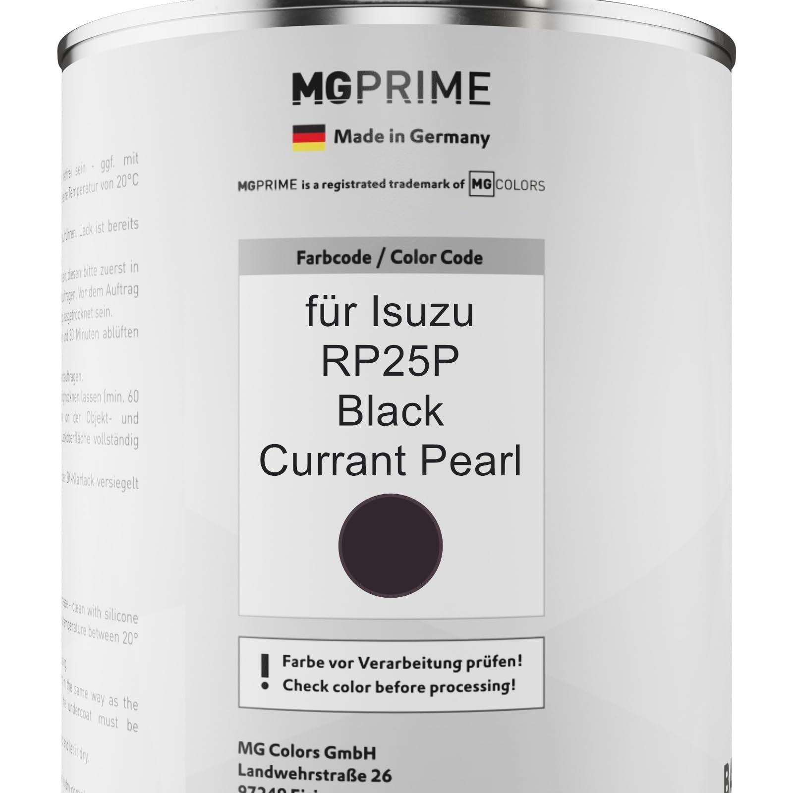 MG PRIME Lakier samochodowy Zestaw puszek dla Isuzu RP25P Black Currant Pearl Lakier bazowy 2K Utwardzacz do lakieru bezbarwnego gotowy do natrysku 2,5L