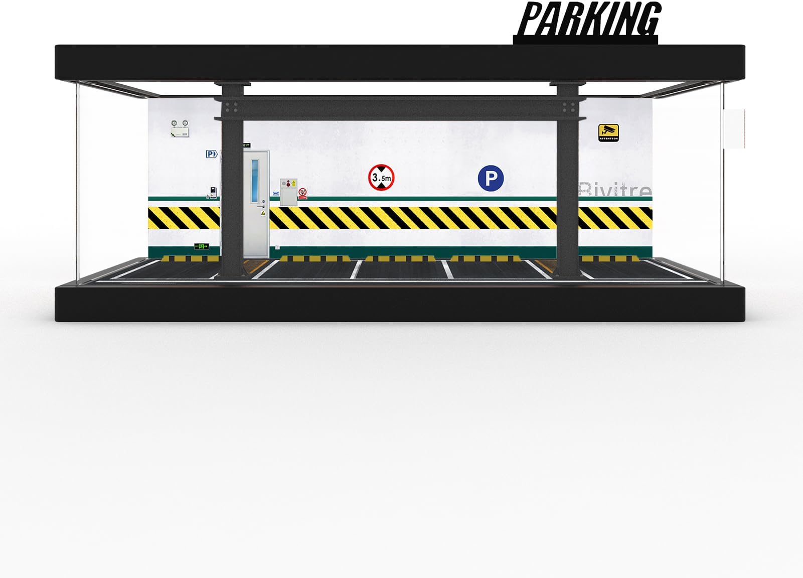 1/64 Diorama Plastic Display Case - Compatible with Hot Wheels Matchbox Mini GT Diecast Cars,for Model Car Display and Storage,Stackable Garage with LED Lights and Acrylic Cover (LM-Green)